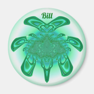 BILL ~ Shades of Green, White ~ Stunning Design Magneet
