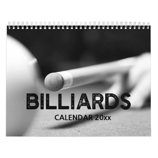 Billard en noir et blanc Calendrier Mur (Protection)