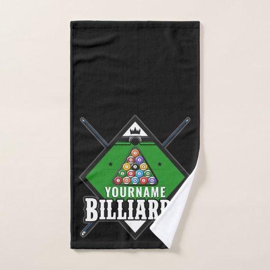 Billard personnalisé NOM Cue Rack Pool Room (Serviette à main)