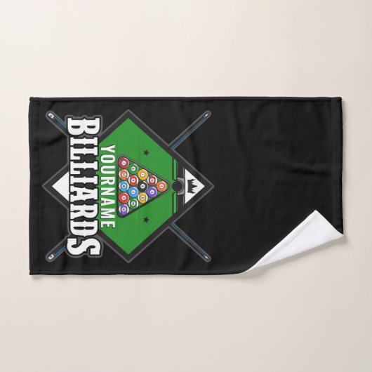 Billard personnalisé NOM Cue Rack Pool Room (Serviette à main)