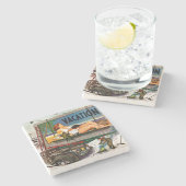 Billboard Painters in Winter van Stevan Dohanos Stenen Onderzetter (Zijkant)