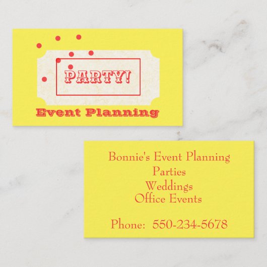 Billet à un Carte de visite de fête (Devant / Derrière)