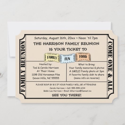 Billet amusant Couper Famille Réunion Invitation (Devant)