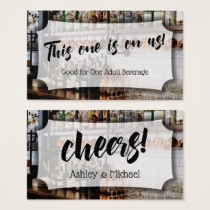 Billet avec photo de bar, boissons de mariage et d