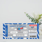 Billet avion bleu Anniversaire Fête Invitation (Debout devant)