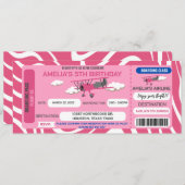 Billet avion rose Anniversaire Fête Invitation (Devant / Derrière)