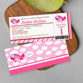 Billet avion rose Anniversaire Fête Invitation