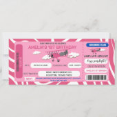 Billet avion rose Anniversaire Fête Invitation (Devant)