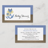Billet Baby shower Blue Fox Burlap Invitation (Devant / Derrière)