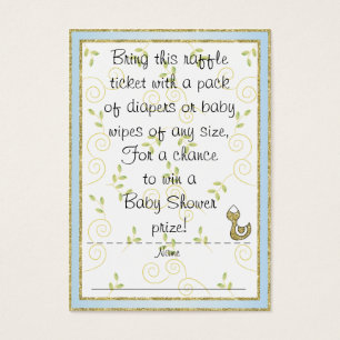 Billet baby shower Raffle/BLEUE/Oiseaux d'or