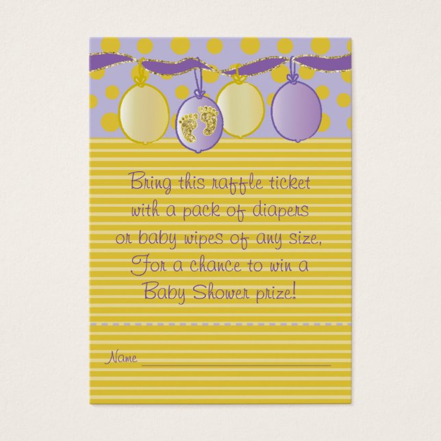 Billet baby shower Raffle/Empreintes bébé (Devant)