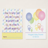 Billet baby shower Raffle Paci Bunny (Devant & derrière)