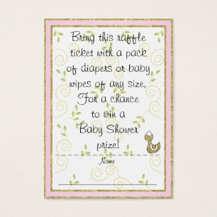 Billet baby shower Raffle/PINK/Oiseaux d'or
