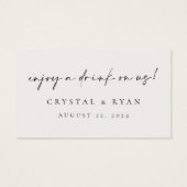 Billet bar Boire Jeton de mariage Carte de récepti (Dos)