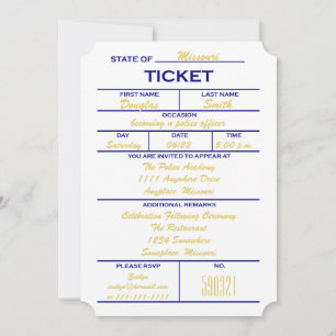 Billet blanc Invitations de diplômes de police