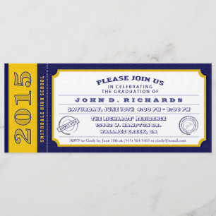 Billet Bleu & Or Graduation Party Invitation