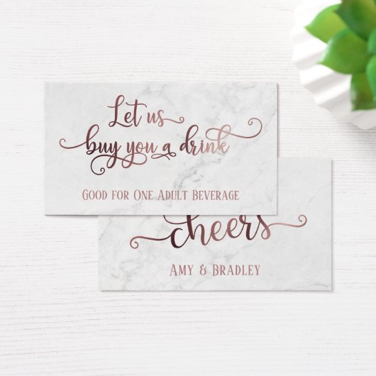 Billet boisson| Script Gold Rose avec Marbre blanc (Bureau)