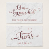 Billet boisson| Script Gold Rose avec Marbre blanc (Devant & derrière)