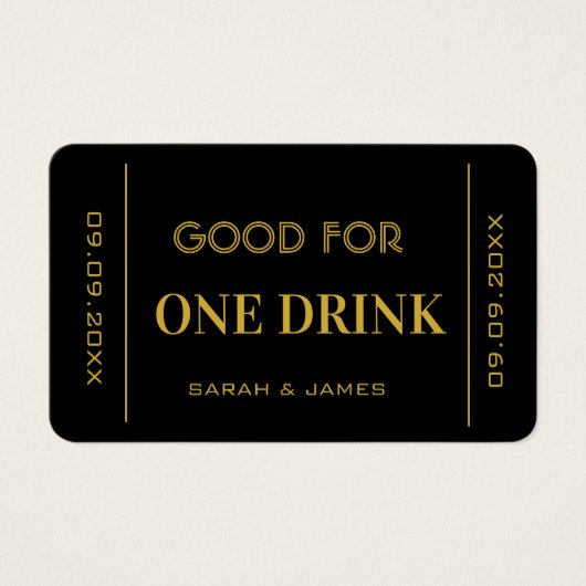 Billet Bon pour un Mariage de boisson bon de boiss (Devant)