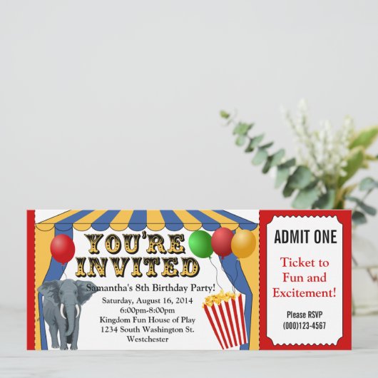 Billet Carnaval Circus sur mesure Invitations (Debout devant)