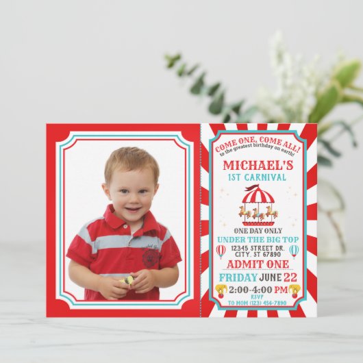 Billet Carnaval Cirque Invitation Anniversaire (Debout devant)