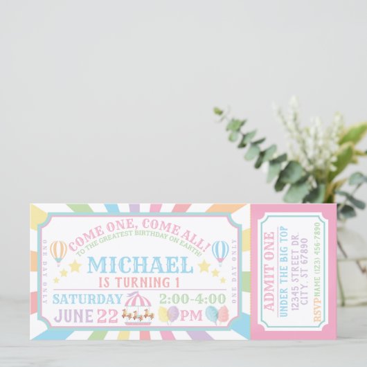 Billet Carnaval Cirque Invitation Anniversaire (Debout devant)