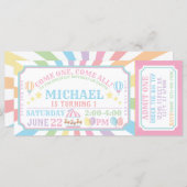 Billet Carnaval Cirque Invitation Anniversaire (Devant / Derrière)