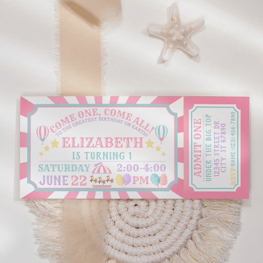 Billet Carnaval Cirque Invitation Anniversaire