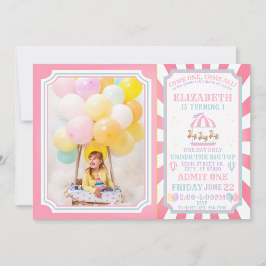 Billet Carnaval Cirque Invitation Anniversaire (Devant)