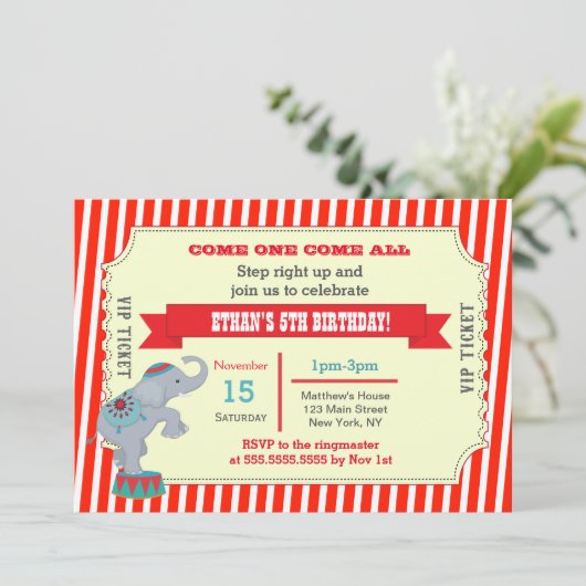 Billet Carnaval Cirque Invitations de fête d'anniv (Debout devant)