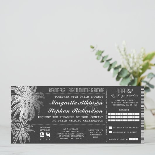 Billet Chalkboard destination invitations de maria (Debout devant)