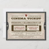 Billet cinéma - Faire-part de mariage en gris (Devant)