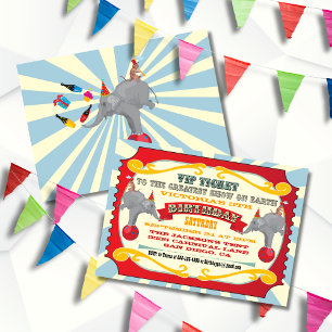 Billet Cirque ou Carnaval Invitation Anniversaire