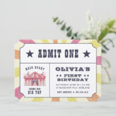 Billet Cirque vintage Anniversaire Fête Invitation (Debout devant)