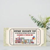 Billet Cirque vintage Anniversaire Fête Invitation (Debout devant)