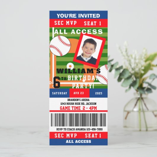 Billet d'anniversaire de baseball Invitation (Debout devant)