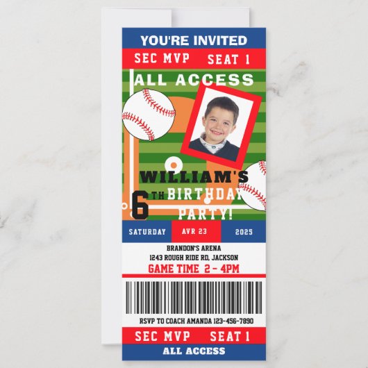 Billet d'anniversaire de baseball Invitation (Devant)