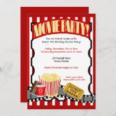 Billet d'anniversaire MOVIE PARTY Invitations (Devant / Derrière)