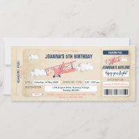 Billet d'avion Invitation d'anniversaire pour une 