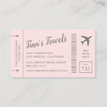 Billet d'avion Pass Plane Carte de visite rose