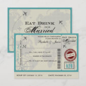 Billet d'avion RSVP de mariage (Devant / Derrière)