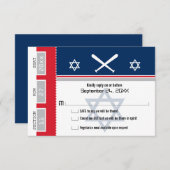 Billet de base-ball Red and Blue Bar Mitzvah RSVP (Devant / Derrière)