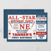 Billet de baseball 1er anniversaire Invitation (Devant / Derrière)