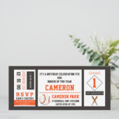 Billet de baseball Anniversaire Fête Invitation Or (Debout devant)