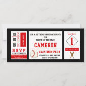 Billet de baseball Anniversaire Fête Invitation Ro (Devant)