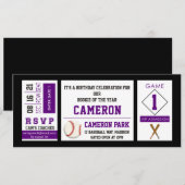 Billet de baseball Anniversaire Fête Invitation Vi (Devant / Derrière)
