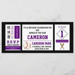 Billet de baseball Anniversaire Fête Invitation Vi