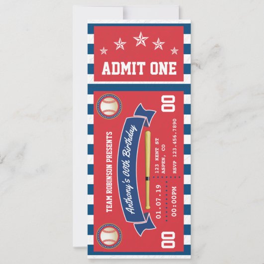 Billet de baseball Invitation d'anniversaire (Devant)