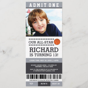 Billet de basket-ball Invitations d'anniversaire