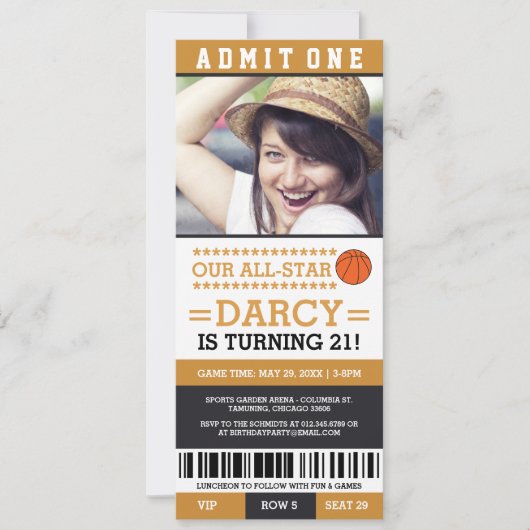 Billet de basket-ball Invitations d'anniversaire (Devant)